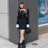 Asymmetry buckle tweed dress